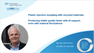 Vortragsfolie vom VDI-PIAE-Vortrag von Frank Thurner: Plastic injection moulding with recycled materials