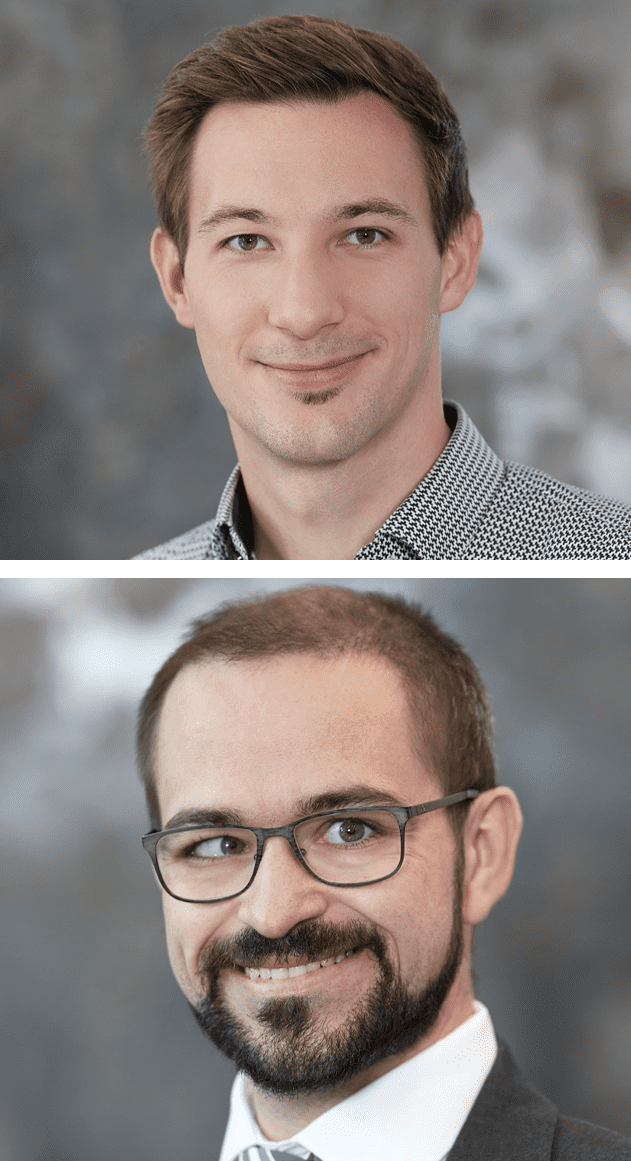 Porträts von H. Staudacher und H. Kulinski